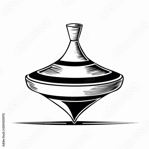 Whimsical whirligig: A captivating illustration of a classic spinning top toy toy