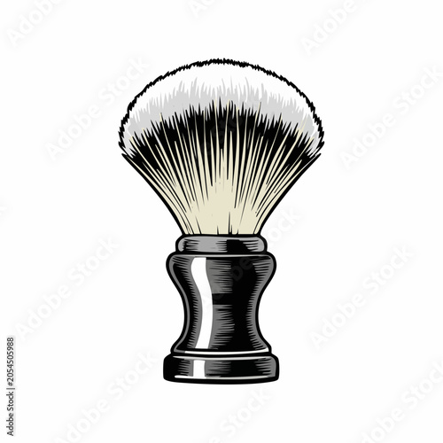 Vintage Shaving Brush Illustration for Men's Grooming and Barber Shop Aesthetics