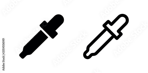 Obraz na plátne Dropper and pipette icons, representing medical or scientific tools, in solid and outline