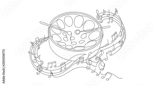 Foto Steel Drum with Musical Notes