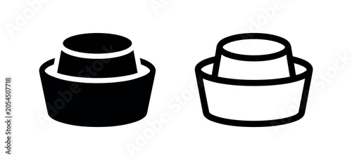 Foto Black and white icons of a thimble on a white background.