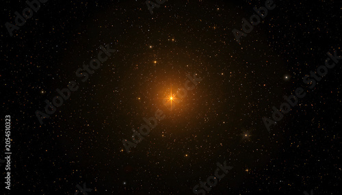 Warm Golden Amber Starry Night Sky Background with Bright Hero Stars
