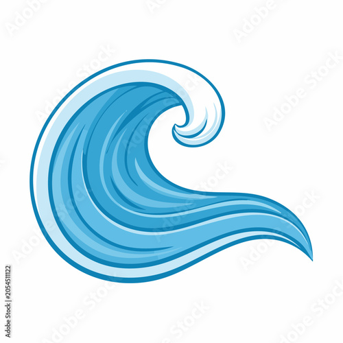 Stylized Blue Ocean Wave Illustration