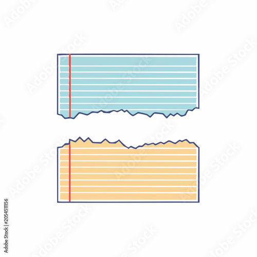 Two Torn Lined Paper Sheets
