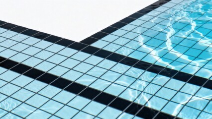 Blue and black tiled pool water