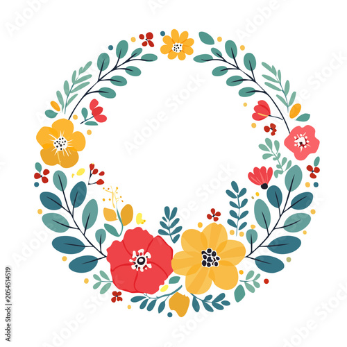 Colorful floral wreath illustration