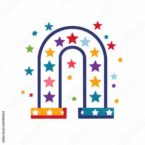 Colorful Horseshoe Magnet with Stars
