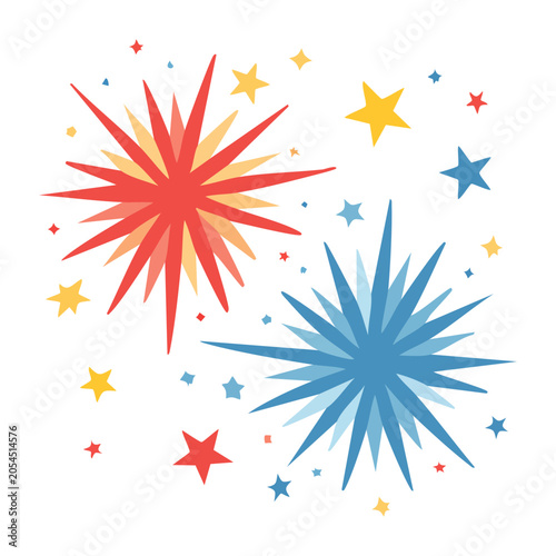 Flat design explosion burst with stars