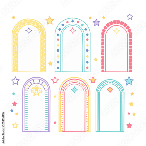Set of decorative arches in flat design