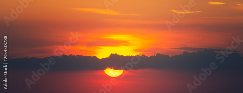 Sun, clouds and sky at summer sunset