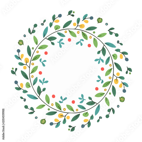 Leaf Wreath Flat Design Vector
