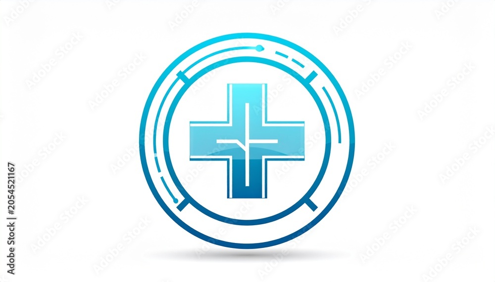 Fototapeta premium Blue Medical Cross Logo – Healthcare Innovation