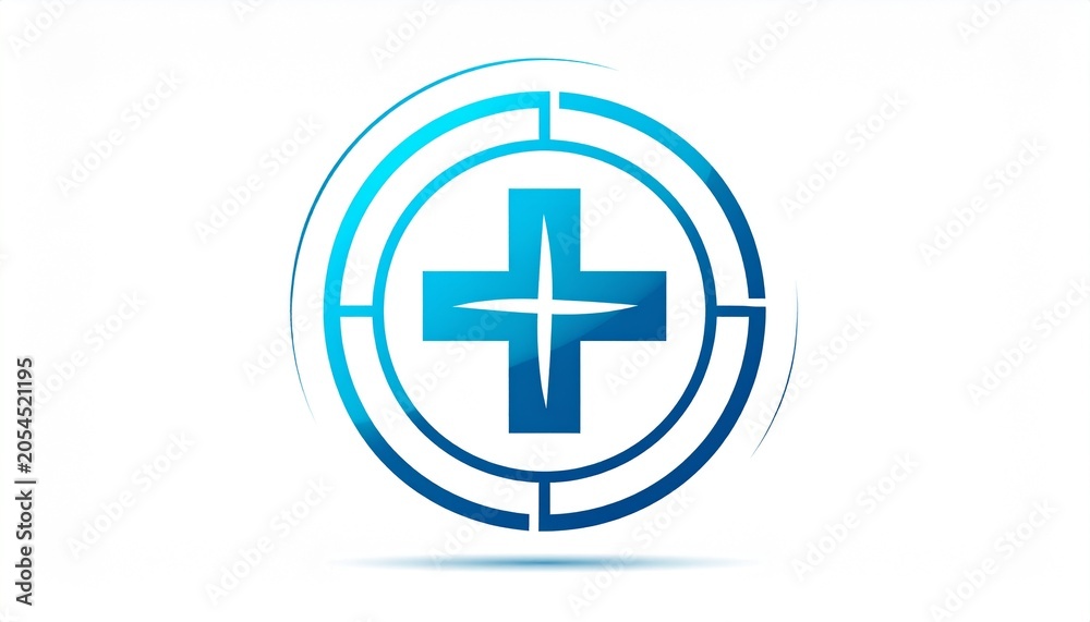 Fototapeta premium Blue Medical Cross Logo – Healthcare Innovation