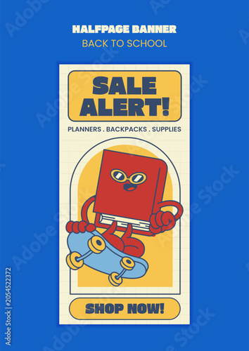 Retro School Sale Halfpage Banner