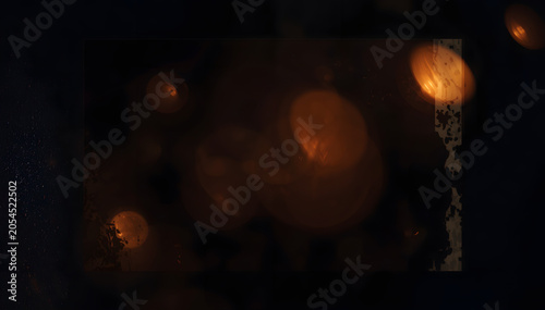 Retro Film Light Leak Overlay with Orange Glow on Black Background
