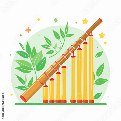 Bamboo Wind Chimes with Green Leaves and Stars