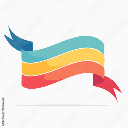 Colorful Ribbon Banner with Layers