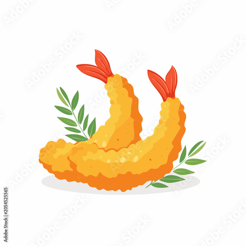 Crispy Tempura Shrimp with Green Leaves