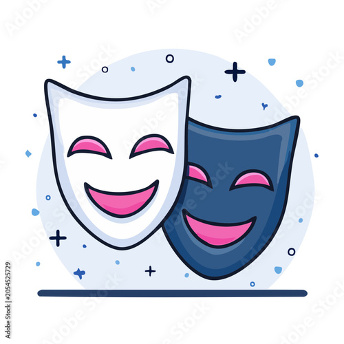 Theater Masks Flat Vector Illustration