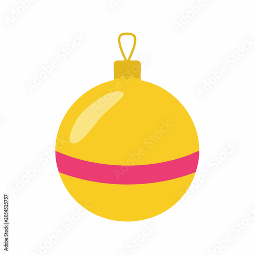 Yellow Christmas Ornament with Pink Stripe