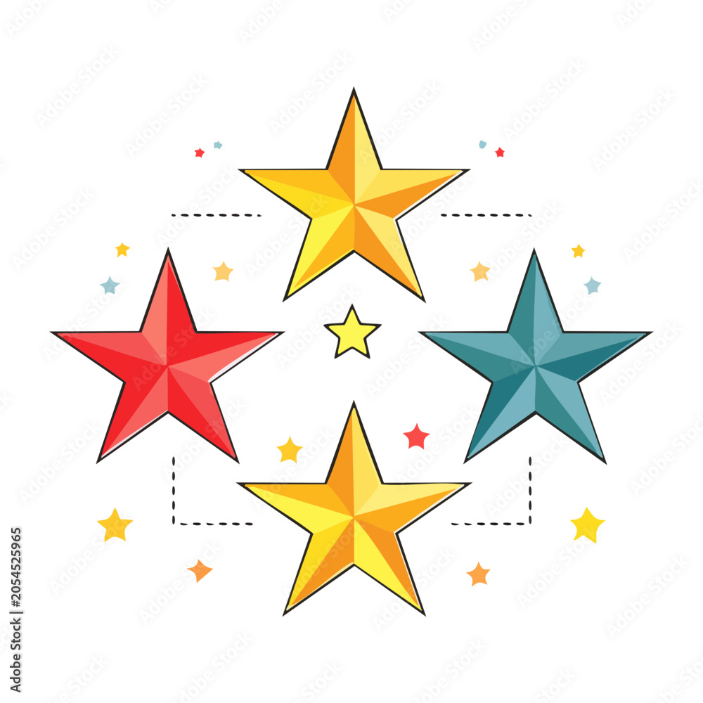 Fototapeta premium Colorful Stars Flat Design Vector