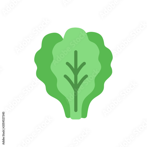 Flat icon of green lettuce with layered leaf details and rounded shape. Perfect for food themes, salad graphics, grocery designs, and fresh vegetable illustrations.