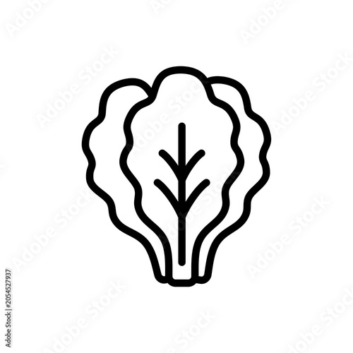 Outline icon of lettuce with layered leaves and soft curved shapes. Perfect for salad themes, food graphics, grocery designs, and healthy lifestyle visuals.