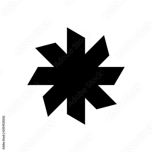 A minimalist digital dashboard component with a bold, sturdy eight-pointed abstract snowflake symbol.