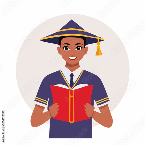Graduation Student Reading a Book