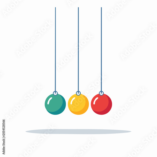 Newton's Cradle with Three Colorful Balls