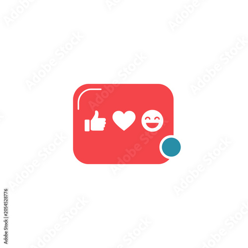 Social media icons for like heart and happy emoji