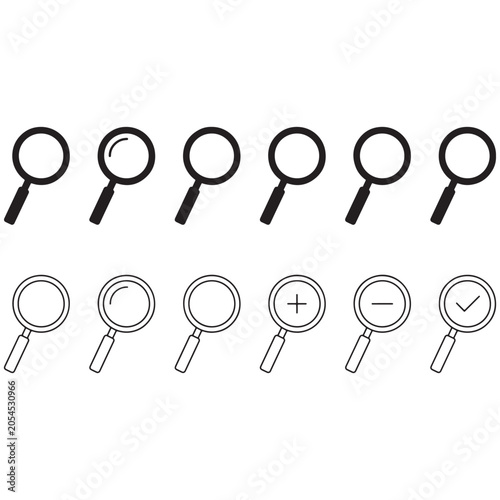 magnifying glass icon set