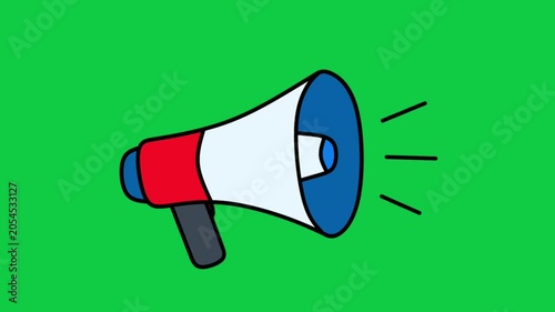 2D Animated Megaphone with Sound Waves for Announcement