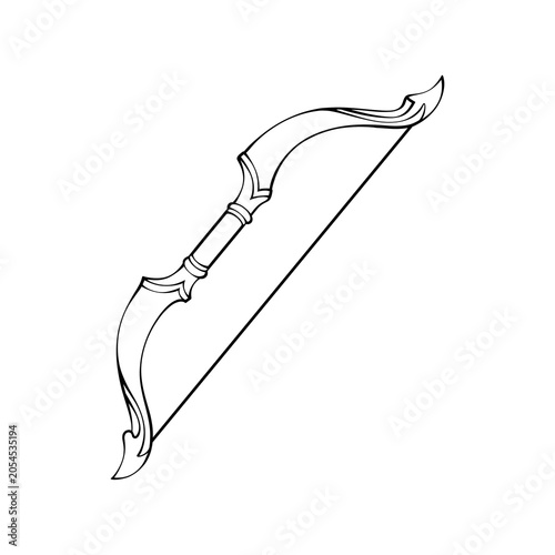 Fotografija Elegant fantasy bow vector illustration line art style outline design element is