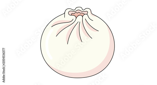 Tablou pe pânză Simple illustration of a white bun with pinkish interior and black outline
