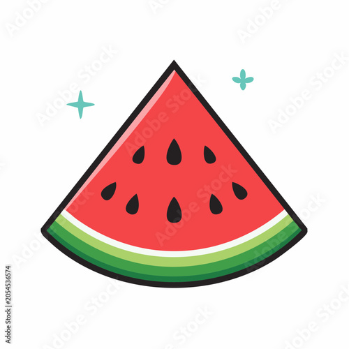 Slice of Watermelon with Seeds and Sparkles