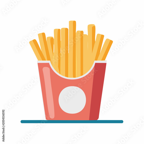 Vector illustration of french fries in a red carton