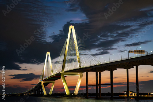 Obraz na płótnie Arthur Ravenel Jr. Bridge at Sunset in Charleston, South Carolina