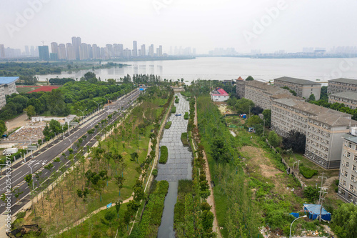Lishui Urban Nullah Aerial Landscape with Green Space Integration