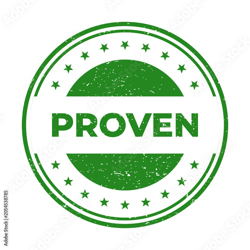 Obraz na plátně Green proven stamp with white text on green background
