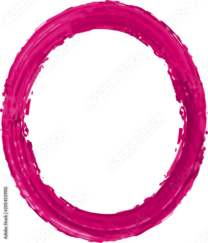 Pink Watercolor Oval Frame Hand Painted Brush Border Isolated on Transparent Background