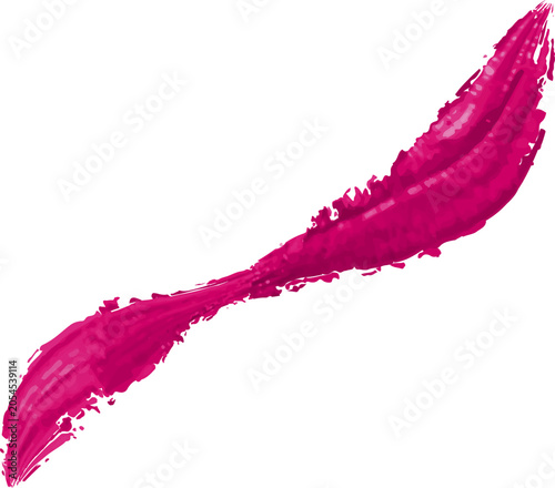 Pink Watercolor Curved Brush Stroke Hand Painted Abstract Paint Swash Isolated on Transparent Background