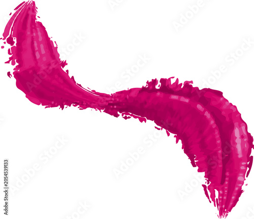 Pink Watercolor S Shape Brush Stroke Hand Painted Abstract Paint Swash Isolated on Transparent Background