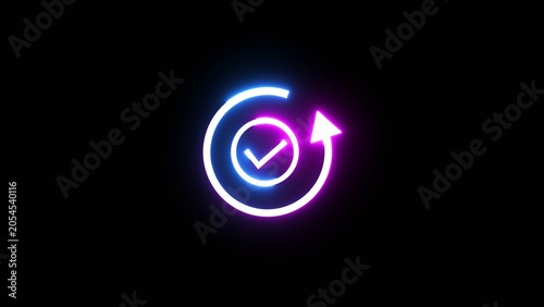 Business arrow icon illustration. Neon progress arrow symbol.