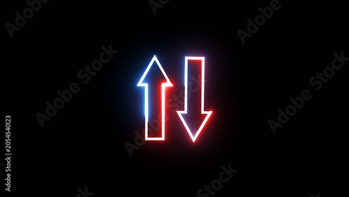 Business arrow icon illustration. Neon progress arrow symbol.
