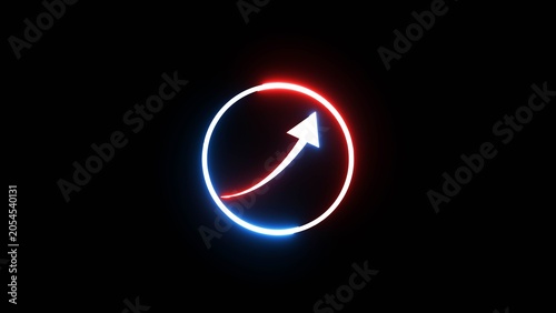 Business arrow icon illustration. Neon progress arrow symbol.