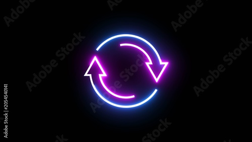 Business arrow icon illustration. Neon progress arrow symbol.