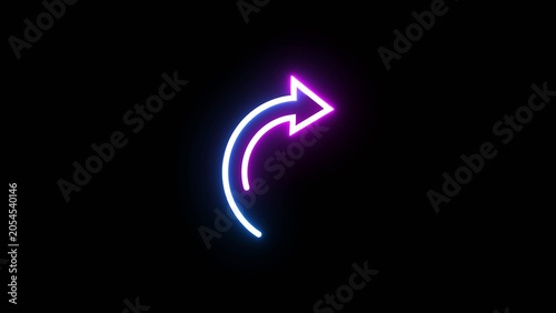 Business arrow icon illustration. Neon progress arrow symbol.