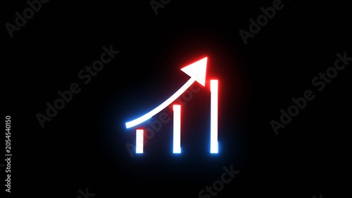 Business arrow icon illustration. Neon progress arrow symbol.