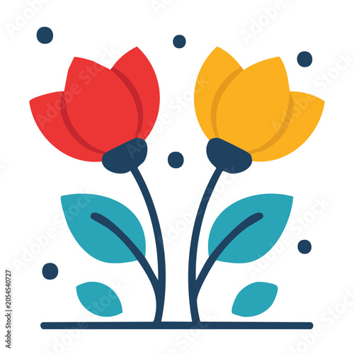 Flat Design Tulip Flowers Vector Illustration